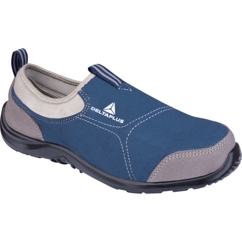 (9.5 (Adults)) Delta Plus Miami Blue Canvas Slip On Steel Toe Safety Trainers