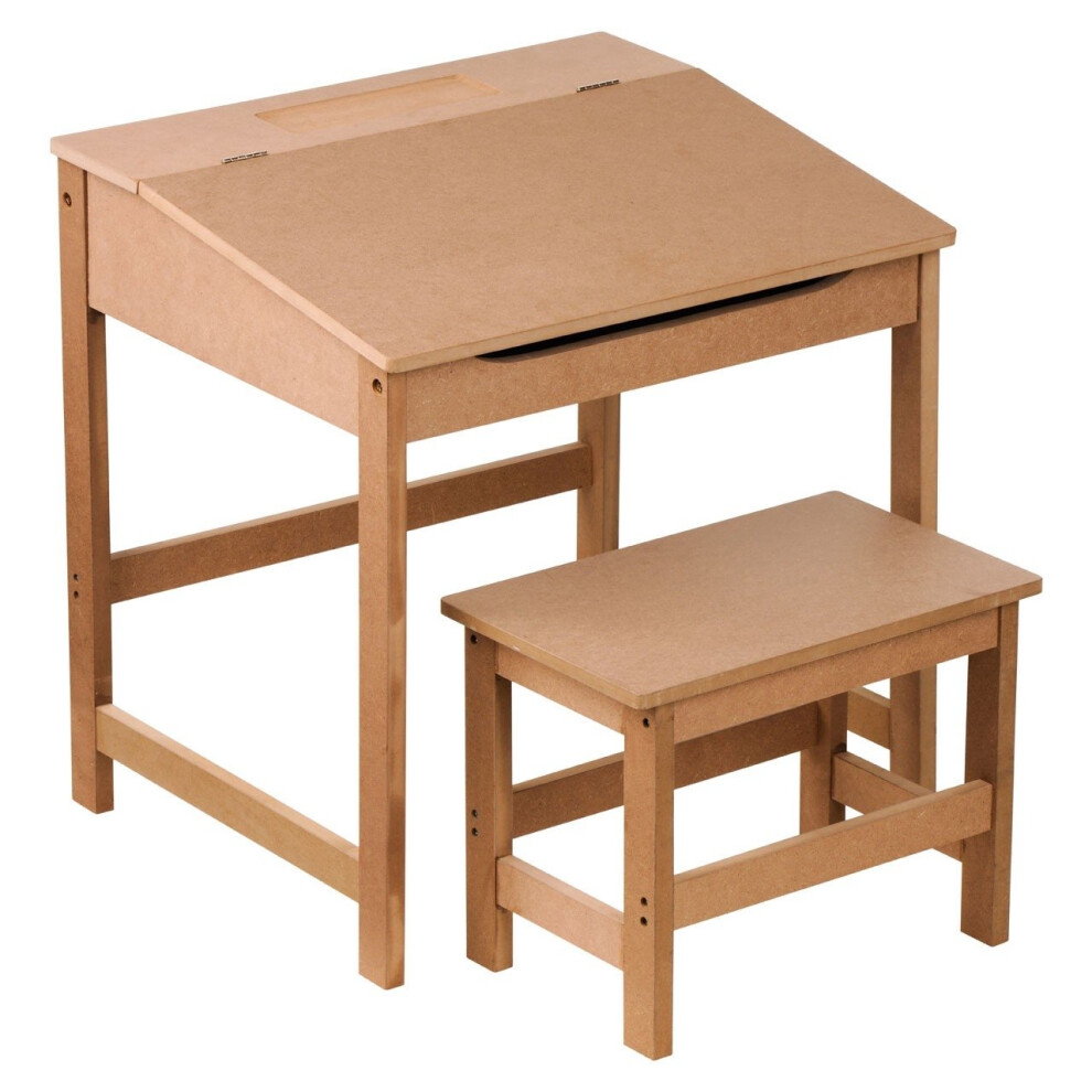Children'S Desk And Stool Natural Sturdy MDF Suitable For Kids Room