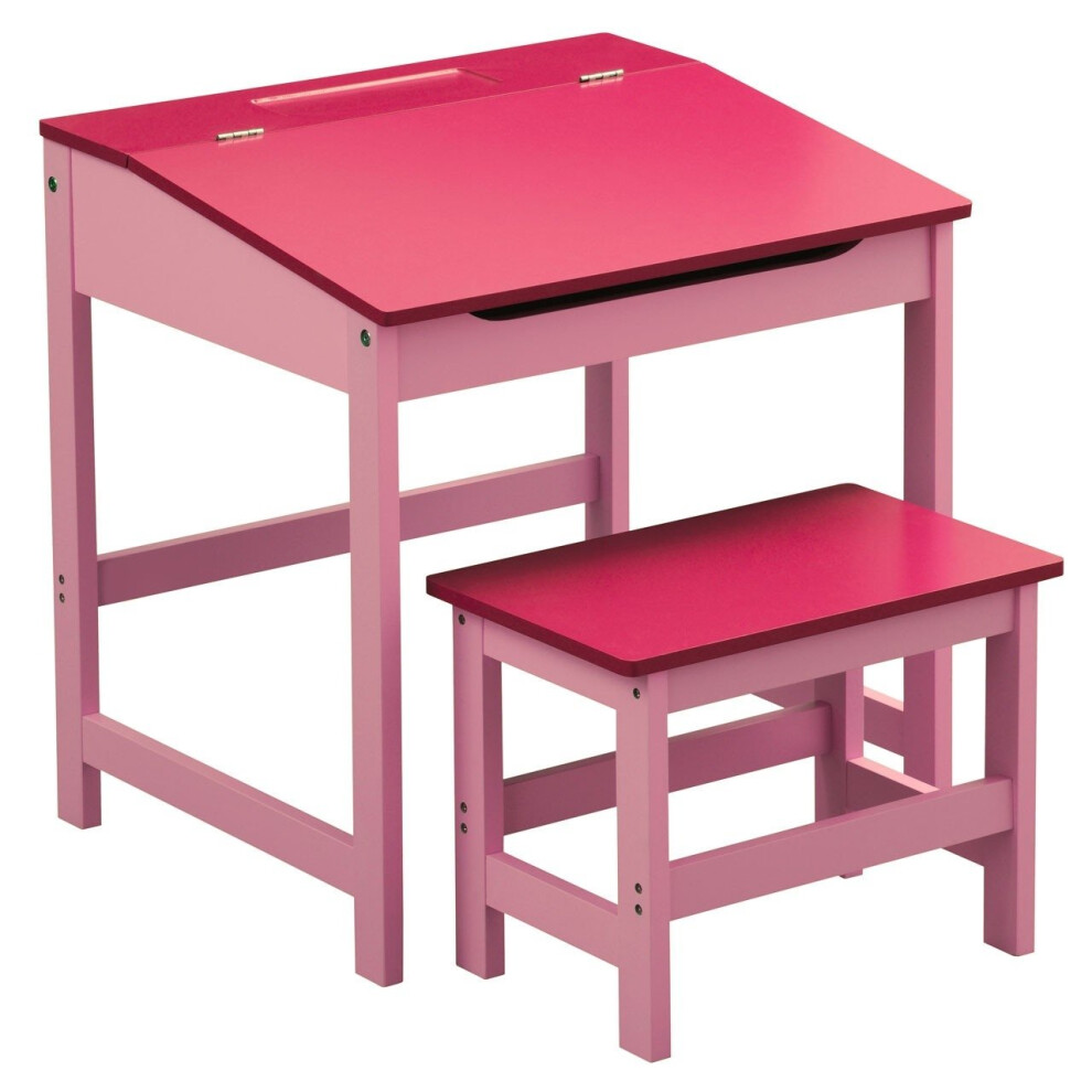Children'S Desk And Stool Pink Sturdy MDF Suitable For Kids Room