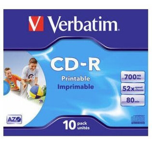 Verbatim CD-R Imprimable VERBATIM - 80 min 52x (10) - 700 Mo Super Azo
