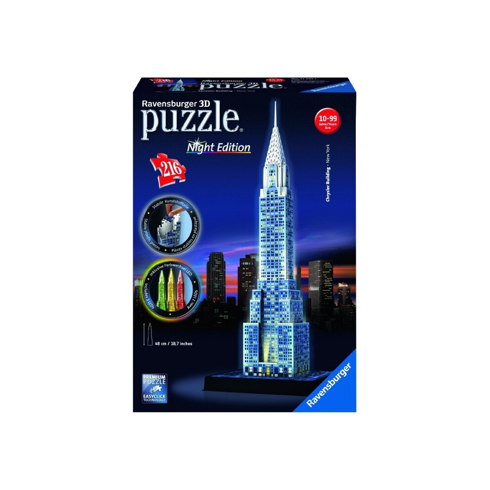 216Pc Ravensburger Night Edition Chrysler Building 3D Jigsaw Puzzle