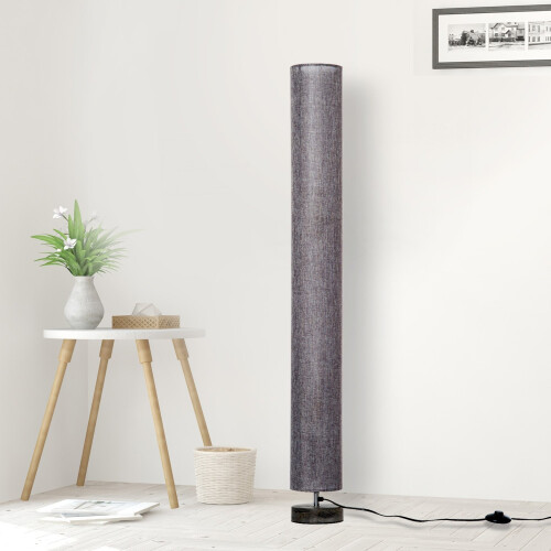 Homcom (Grey) Homcom 120cm Column Floor Lamp With Linen Shade 2