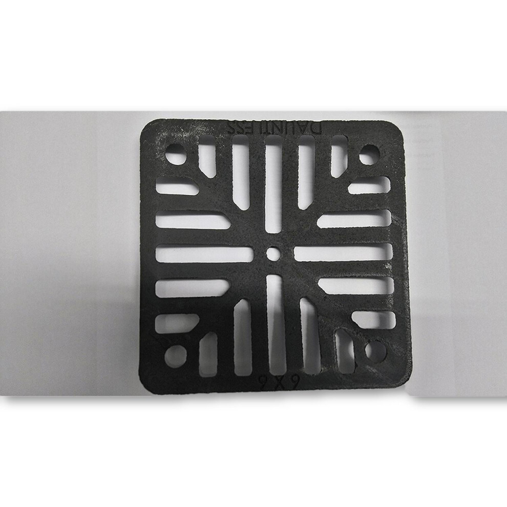 6" x 6" 152mm x 152mm 9mm thick Square Cast Iron Gully Grid / Grate Heavy Duty Drain Cover Black Satin Finish