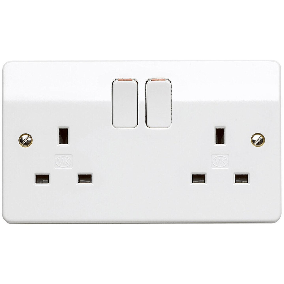 Mk Logic Plus K2747 Whi 13A Double Pole Switchsocket, 2 Gang 5017490222930