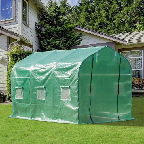 Outsunny (3m) Outsunny Walk-In Polytunnel Greenhouse With Windows 2