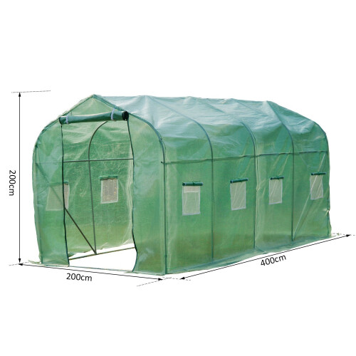 Outsunny (4m) Outsunny Walk-In Polytunnel Greenhouse With Windows 1