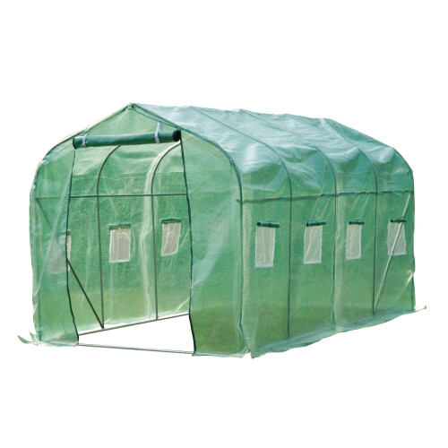 Outsunny (4m) Outsunny Walk-In Polytunnel Greenhouse With Windows