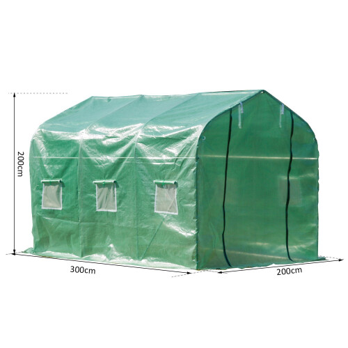 Outsunny (3m) Outsunny Walk-In Polytunnel Greenhouse With Windows 1