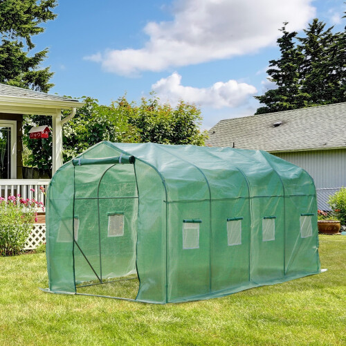 Outsunny (4m) Outsunny Walk-In Polytunnel Greenhouse With Windows 2