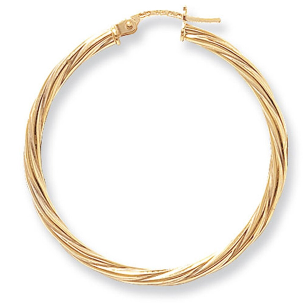 9ct Yellow Gold Extra Extra Large Twist Hoop Earrings