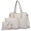 Miss Lulu (White) 3pc Women's PU Leather Handbag Set 1