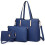 Miss Lulu (Navy) 3pc Women's PU Leather Handbag Set 1