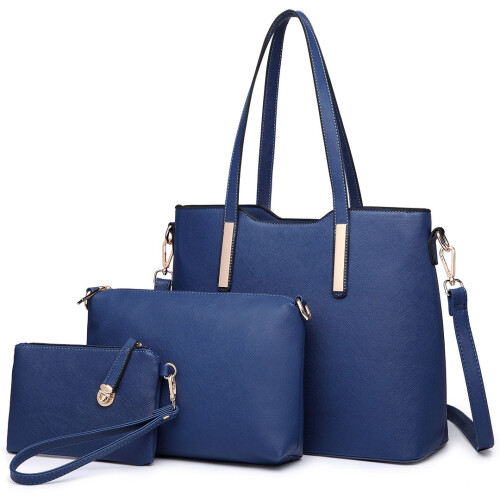 Miss Lulu (Navy) 3pc Women's PU Leather Handbag Set