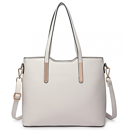 Miss Lulu (White) 3pc Women's PU Leather Handbag Set 1