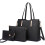 Miss Lulu (Black) 3pc Women's PU Leather Handbag Set 1
