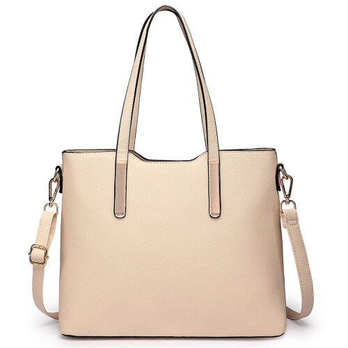 Miss Lulu (Beige) 3pc Women's PU Leather Handbag Set 1