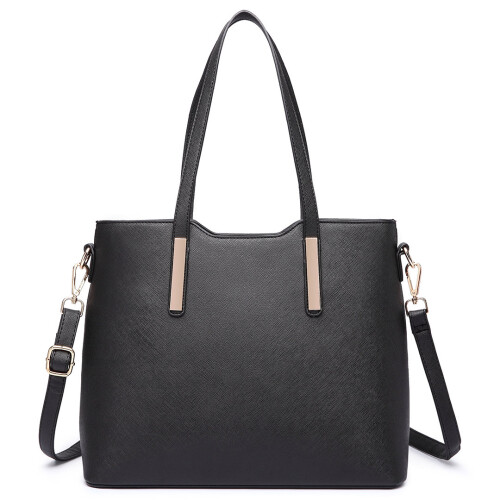 Miss Lulu (Black) 3pc Women's PU Leather Handbag Set 2