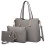 Miss Lulu (Grey) 3pc Women's PU Leather Handbag Set 1