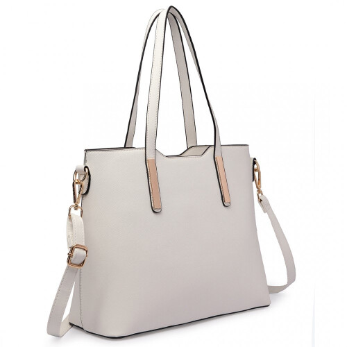 Miss Lulu (White) 3pc Women's PU Leather Handbag Set 2