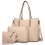 Miss Lulu (Beige) 3pc Women's PU Leather Handbag Set 1