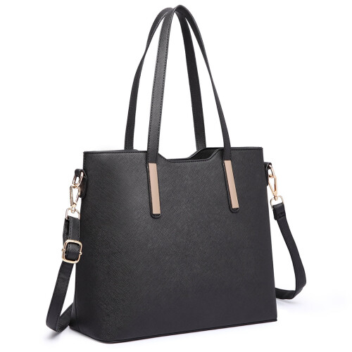 Miss Lulu (Black) 3pc Women's PU Leather Handbag Set 1