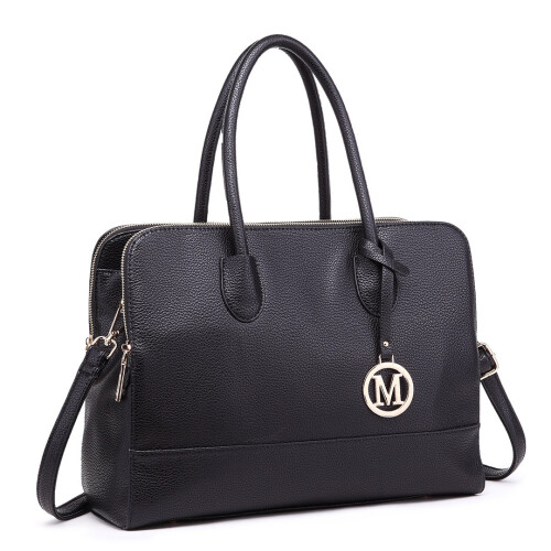 Miss Lulu (Black 1726) Miss Lulu Women's Faux Leather Laptop Handbag