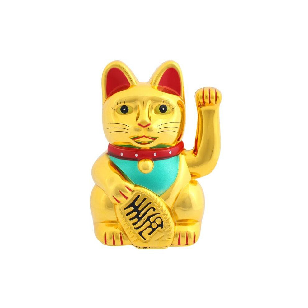 Lucky Gold Coloured Money Cat Chinese Moving Waving Arm Battery Operated Gift