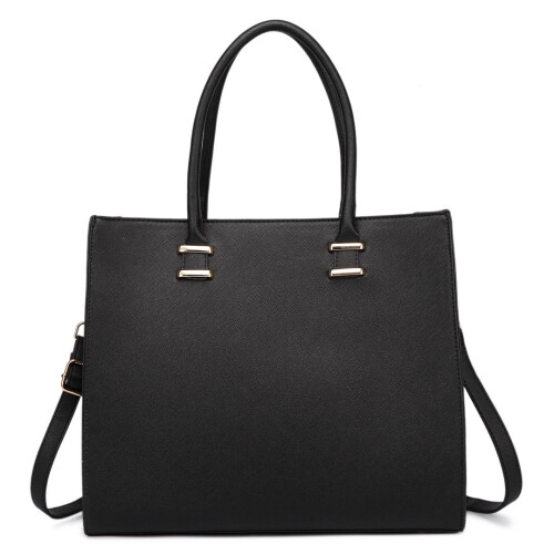 Miss Lulu (Black 1509) Miss Lulu Women Large Shoulder Handbag Tote Bag 1