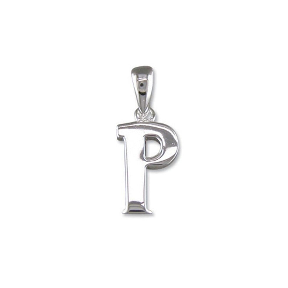 (30 Inch) Sterling Silver Initial P Pendant On A Snake Necklace