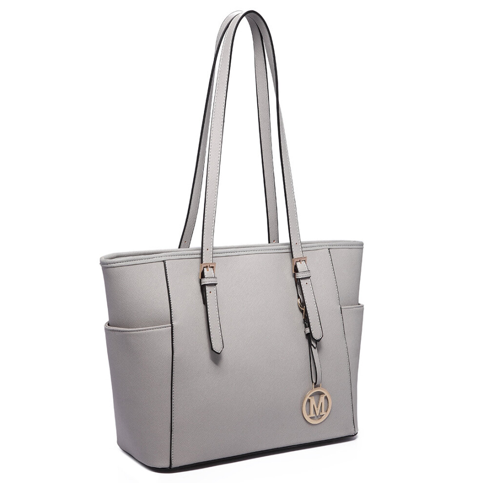 (Light Grey 1642) Miss Lulu Women's Adjustable PU Leather Shoulder Bag