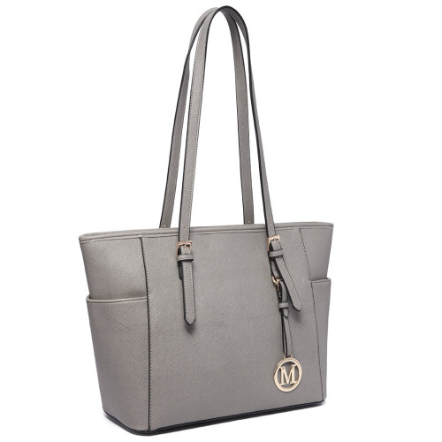 Miss Lulu (Grey 1642) Miss Lulu Women's Adjustable PU Leather Shoulder Bag