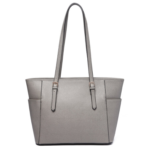 Miss Lulu (Grey 1642) Miss Lulu Women's Adjustable PU Leather Shoulder Bag 2