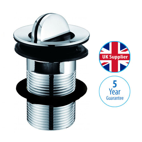 Bathroom Basin Sink Waste Chrome Flip Spin Top Plug Slotted Waste 1