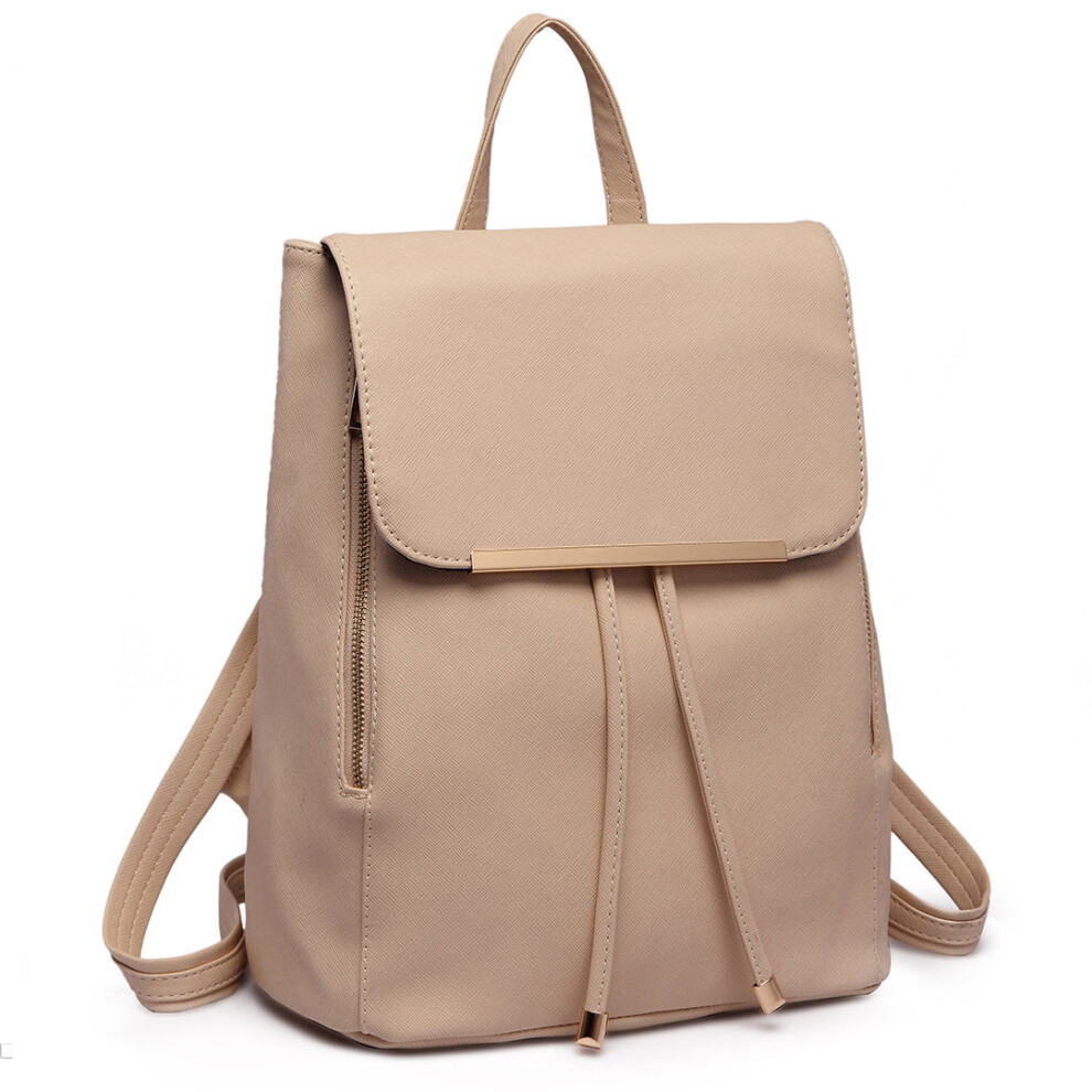 (Beige 1669) Faux Leather Women's Fashion Backpack