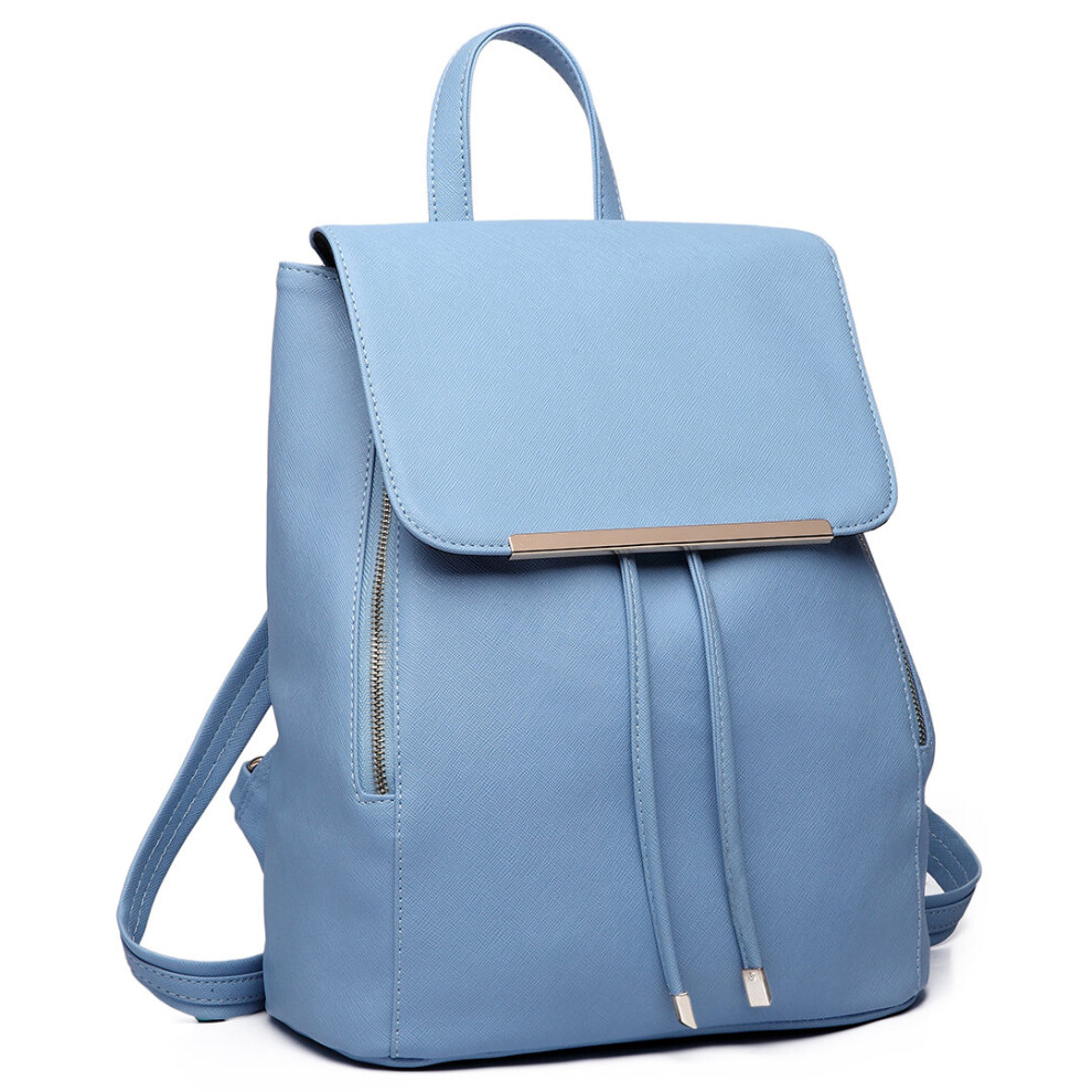(Light Blue 1669) Faux Leather Women's Fashion Backpack