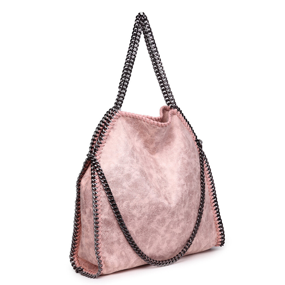 (Nude) Miss Lulu Women Shoulder Handbag PU Leather Chain Clutch Bag
