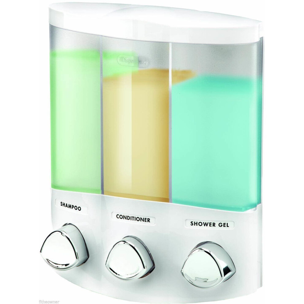 (White) Croydex Triple Shower Dispenser | Soap & Shampoo Holder