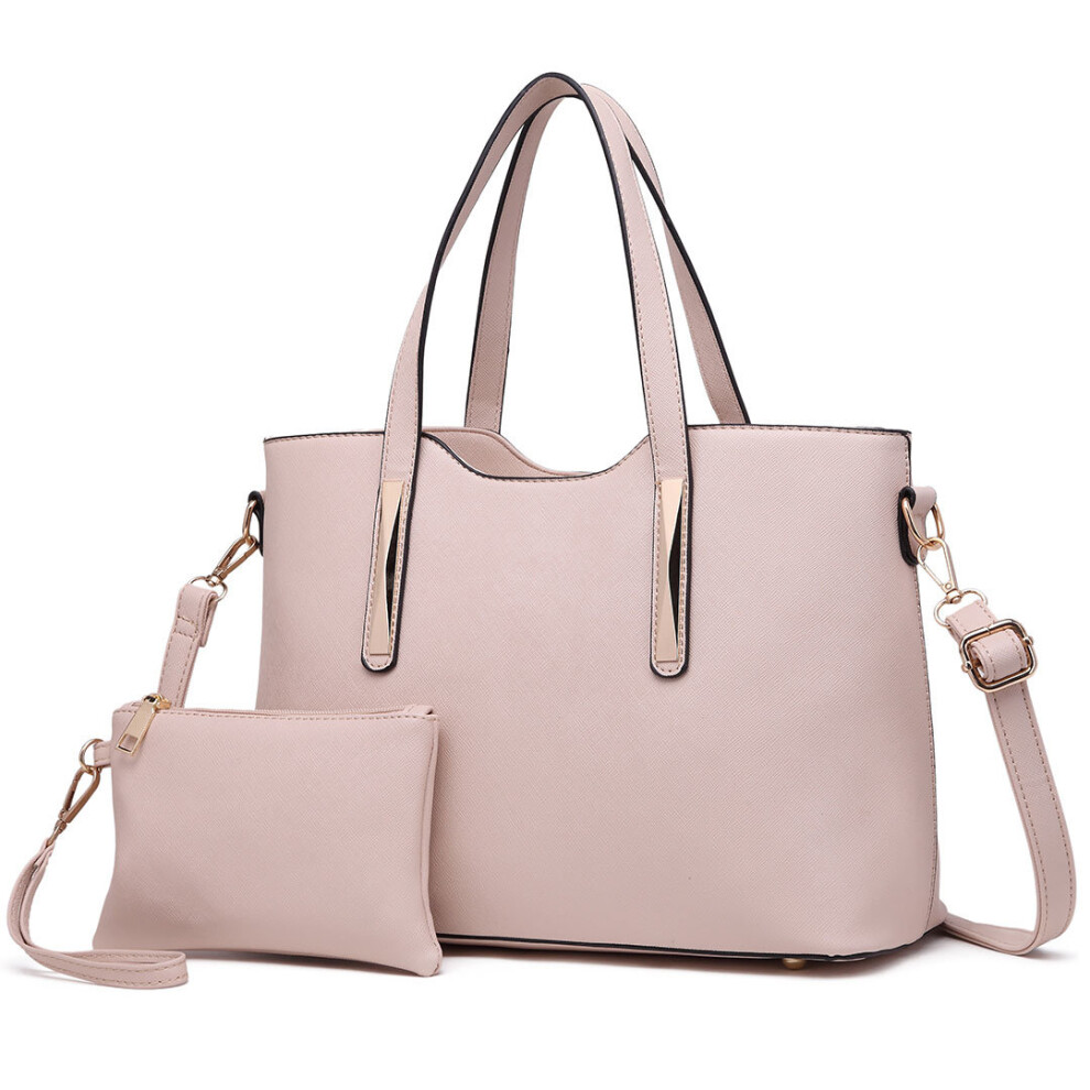 (Beige) Miss Lulu Women's Shoulder Bag & Mini Pouch