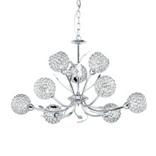 9 Light Chrome Pendant Round Shades Chrome Hoops Glass Buttons