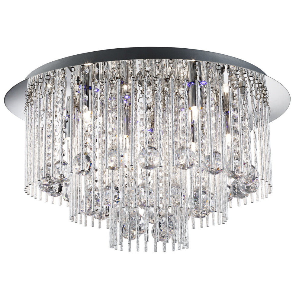 Searchlight Led Flush Ceiling 8 Liught In Chrome Blue