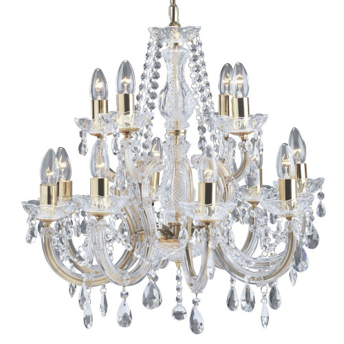 Searchlight Searchlight Marie Therese 12 Lights Brass Traditional Chandelier Ceiling Light
