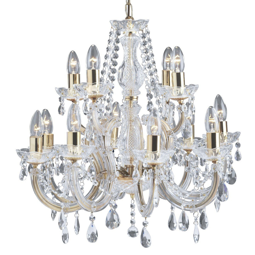 Searchlight Marie Therese 12 Lights Brass Traditional Chandelier Ceiling Light