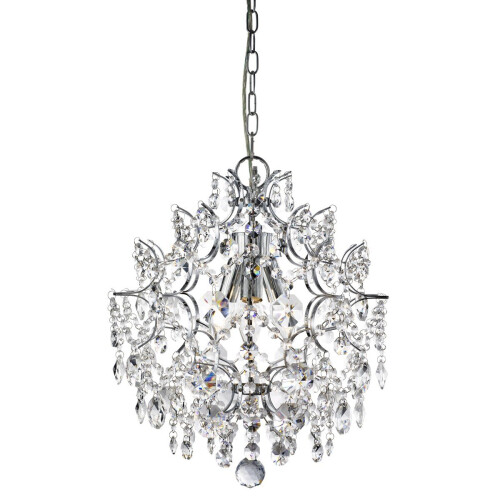 Searchlight 3 Light Chrome Pendant With Hexagonal Crystal Discs