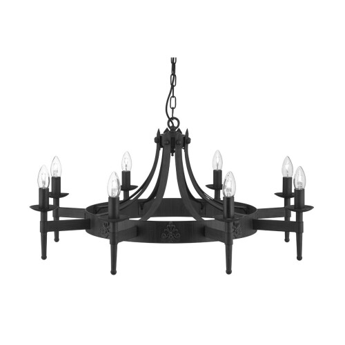 Searchlight Gothic Style Wrought Iron 8 Light Ceiling Pendant