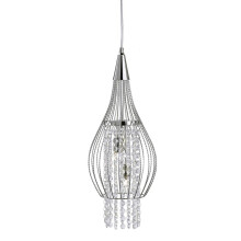 Modern 1Lt Pendant With Cut Chrome Frame And Crystal Beads
