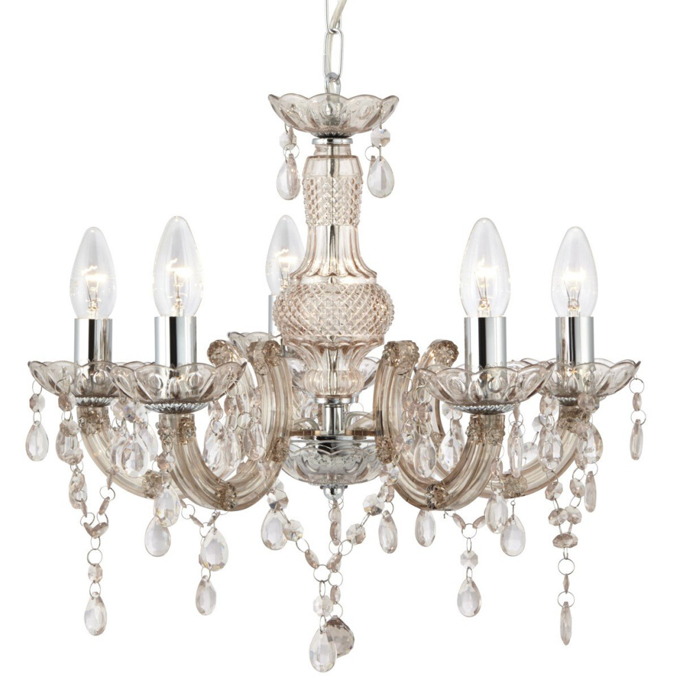 5 Arm Traditional Style Chandelier In Mink Acrylic
