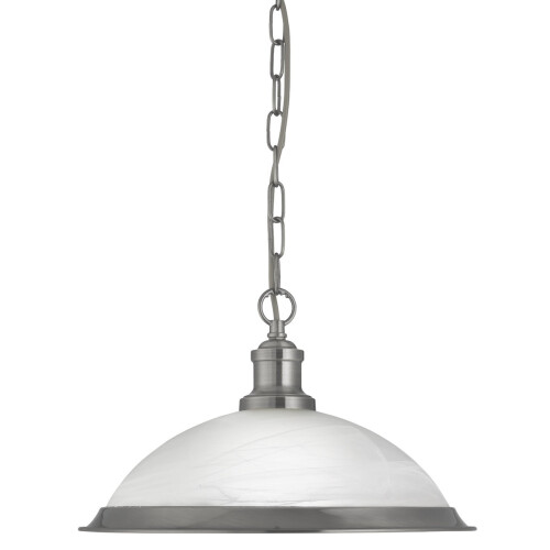 Searchlight Bistro Single Industrial Satin Silver Pendant