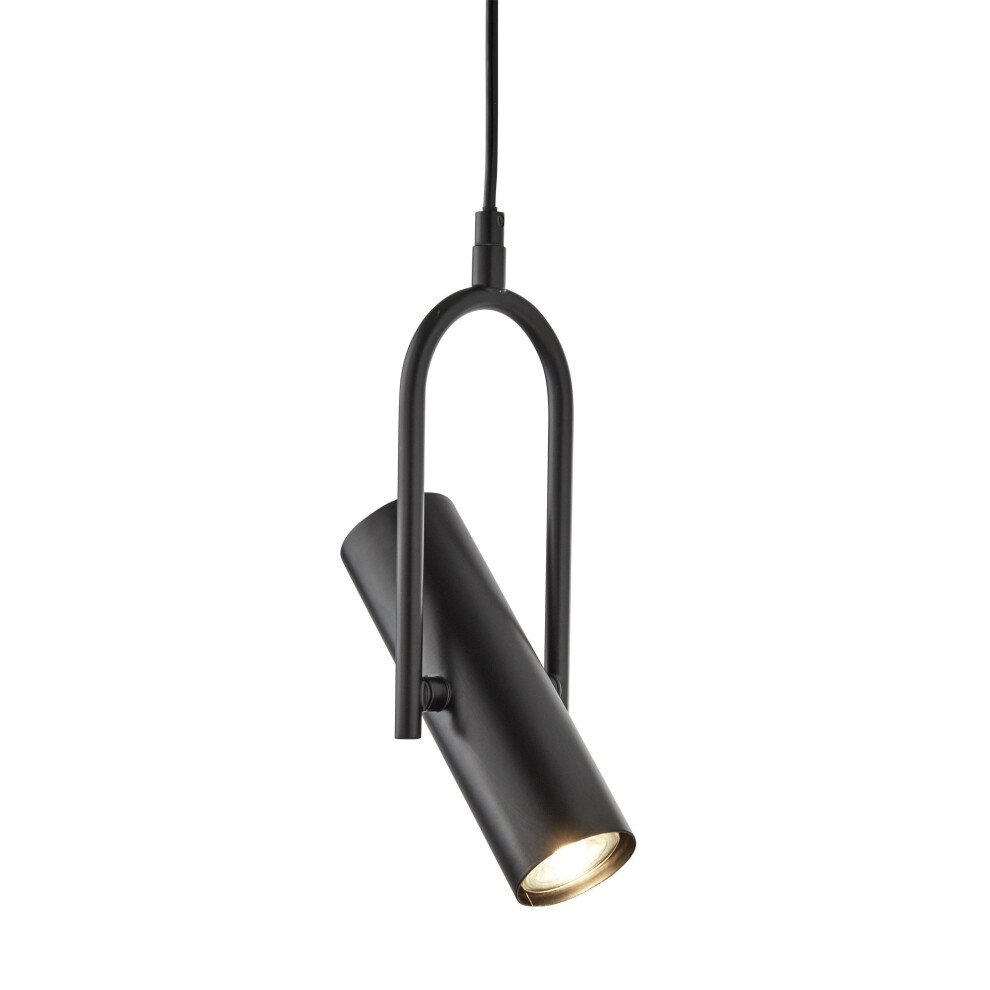 1 Light Cylinder Shade Pendant Matt Black