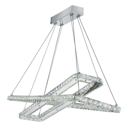 Searchlight 2 x LED RECTANGLE FRAME CEILING , CHROME, CLEAR CRYSTAL TRIM