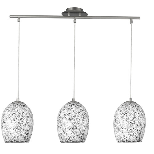 Searchlight 3 Light Chrome Pendant With White Silver Mosaic Glass